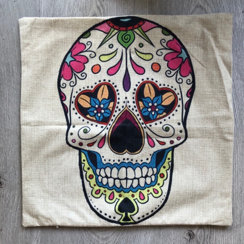 18x18 skull pillow case